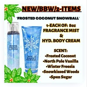 🔥2-ITEMS "FROSTED COCONUT SNOWBALL" NEW/BBW MIST & CREAM